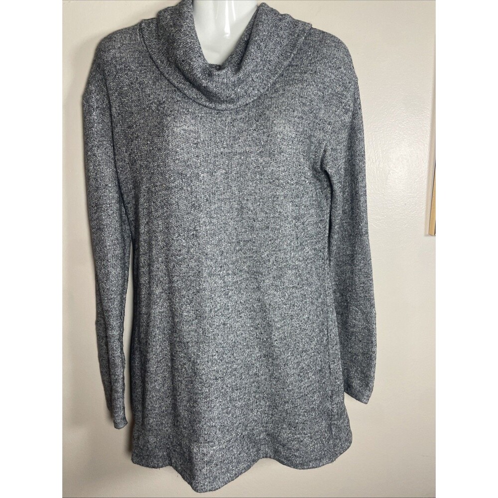 MERONA Women's Gray White Cowl Neck Pullover Sweater Sweatshirt Size Medium